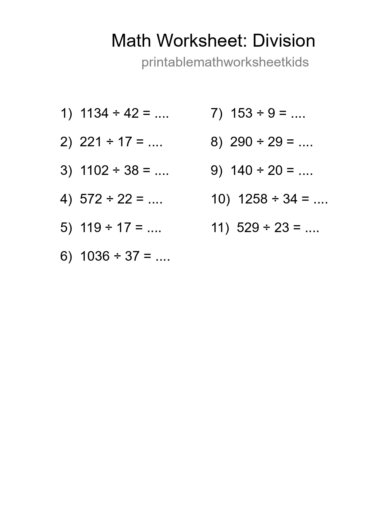 Free 11 Division Math Worksheet For Grade 2 With Answers - Part 48