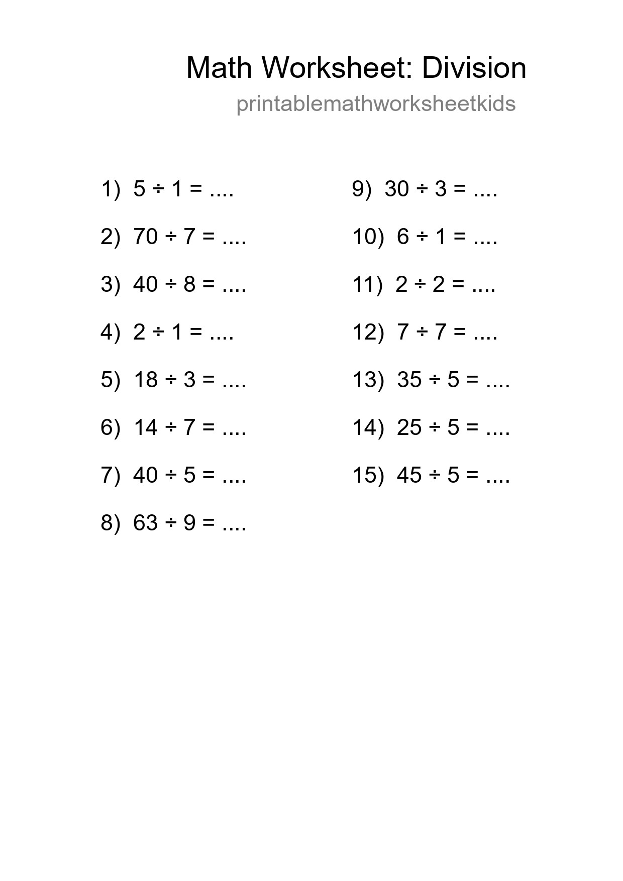 Free 15 Division Math Worksheet For Grade 1 - Part 81