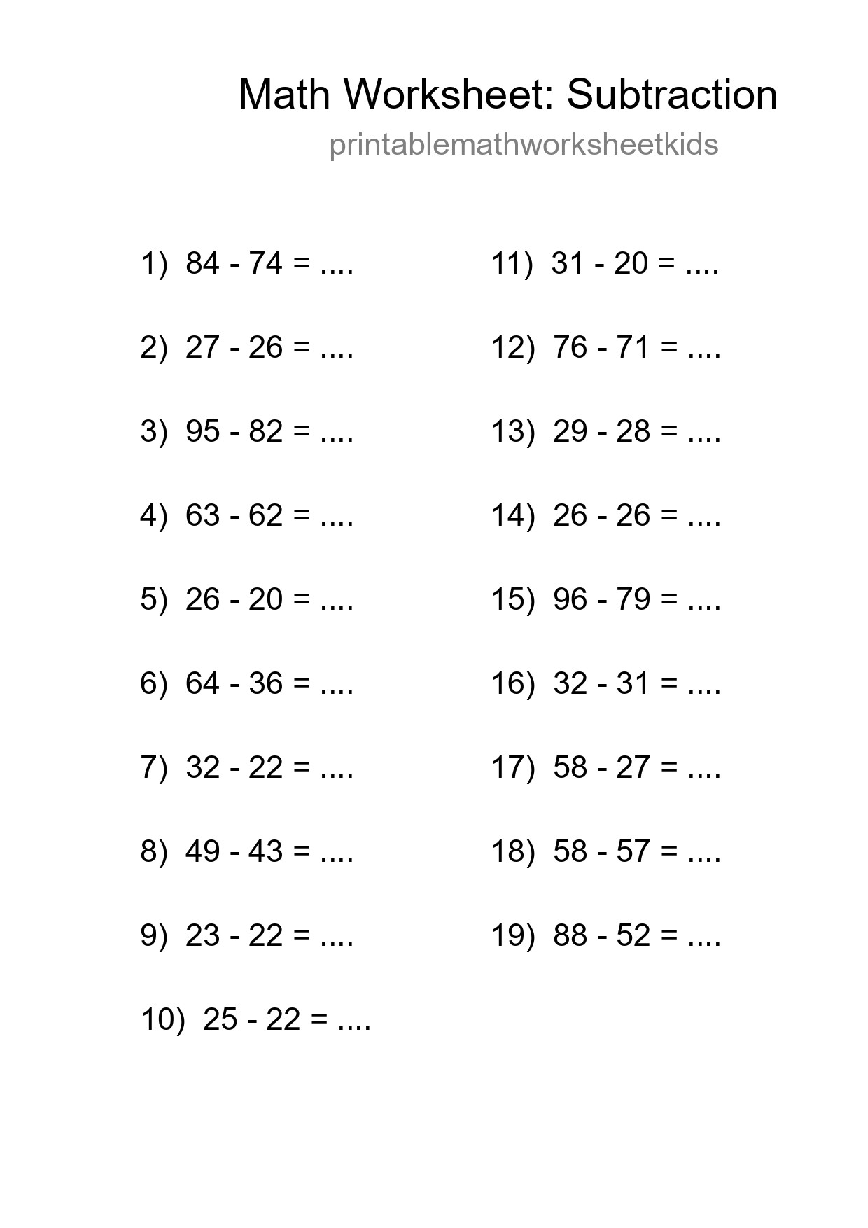 Free 19 Subtraction Math Worksheet For Grade 3 With Answers - Part 63