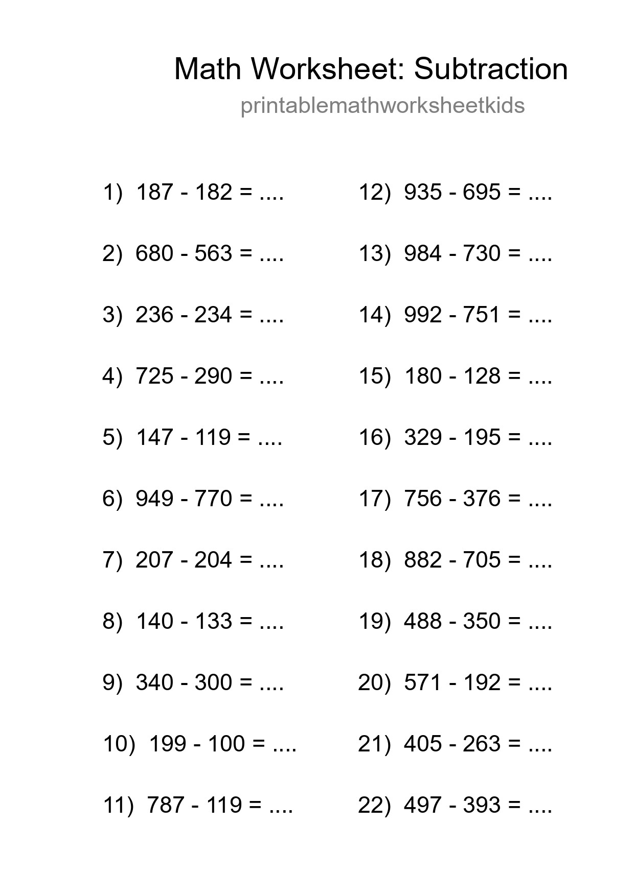 Free 22 Subtraction Math Worksheet For Grade 5 With Answers - Part 19
