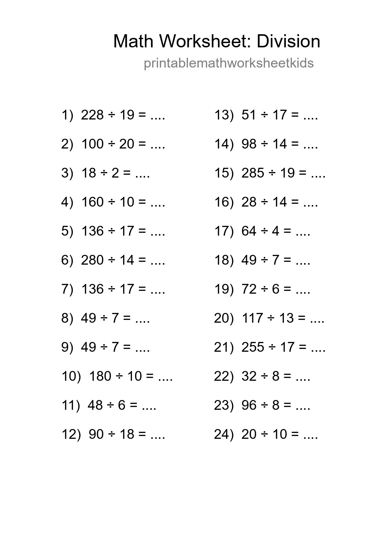 Free 24 Division Math Worksheet For Grade 2 - Part 169