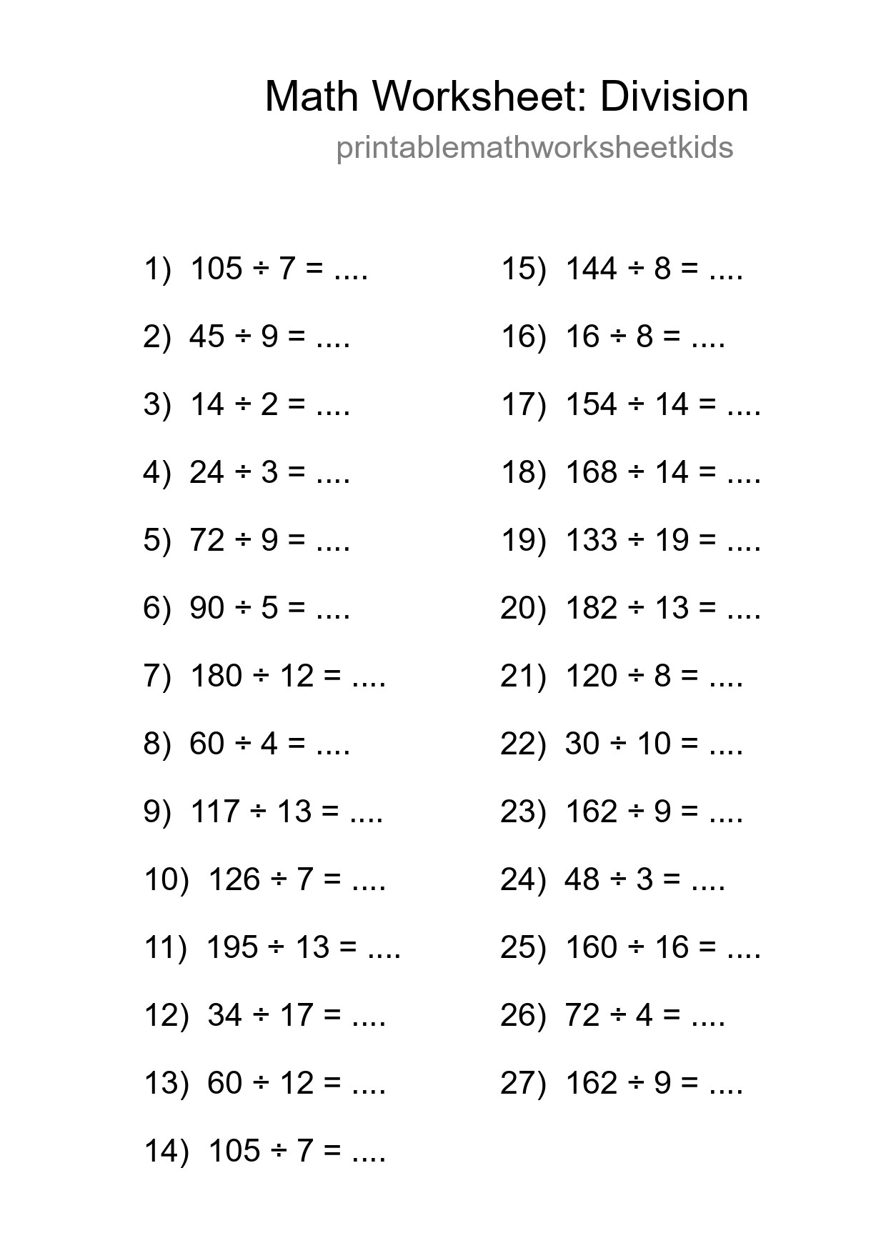 Free 27 Division Math Worksheet For Grade 2 - Part 147