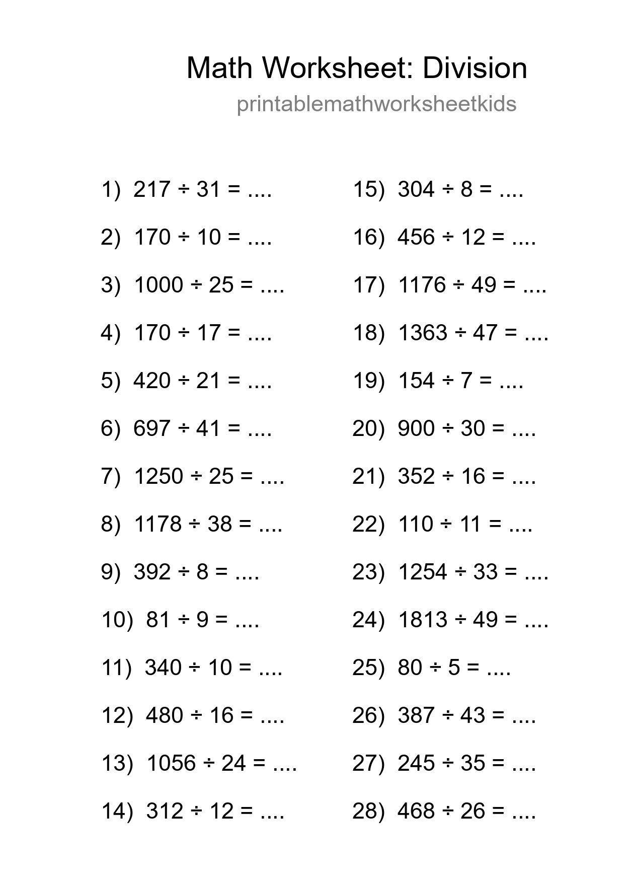 Free 28 Division Math Worksheet For Grade 2 With Answers - Part 15
