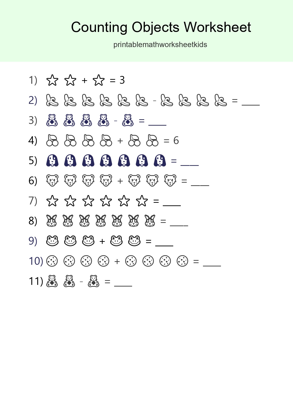 Free Counting Objects Worksheet For Kindergarten - Part 124