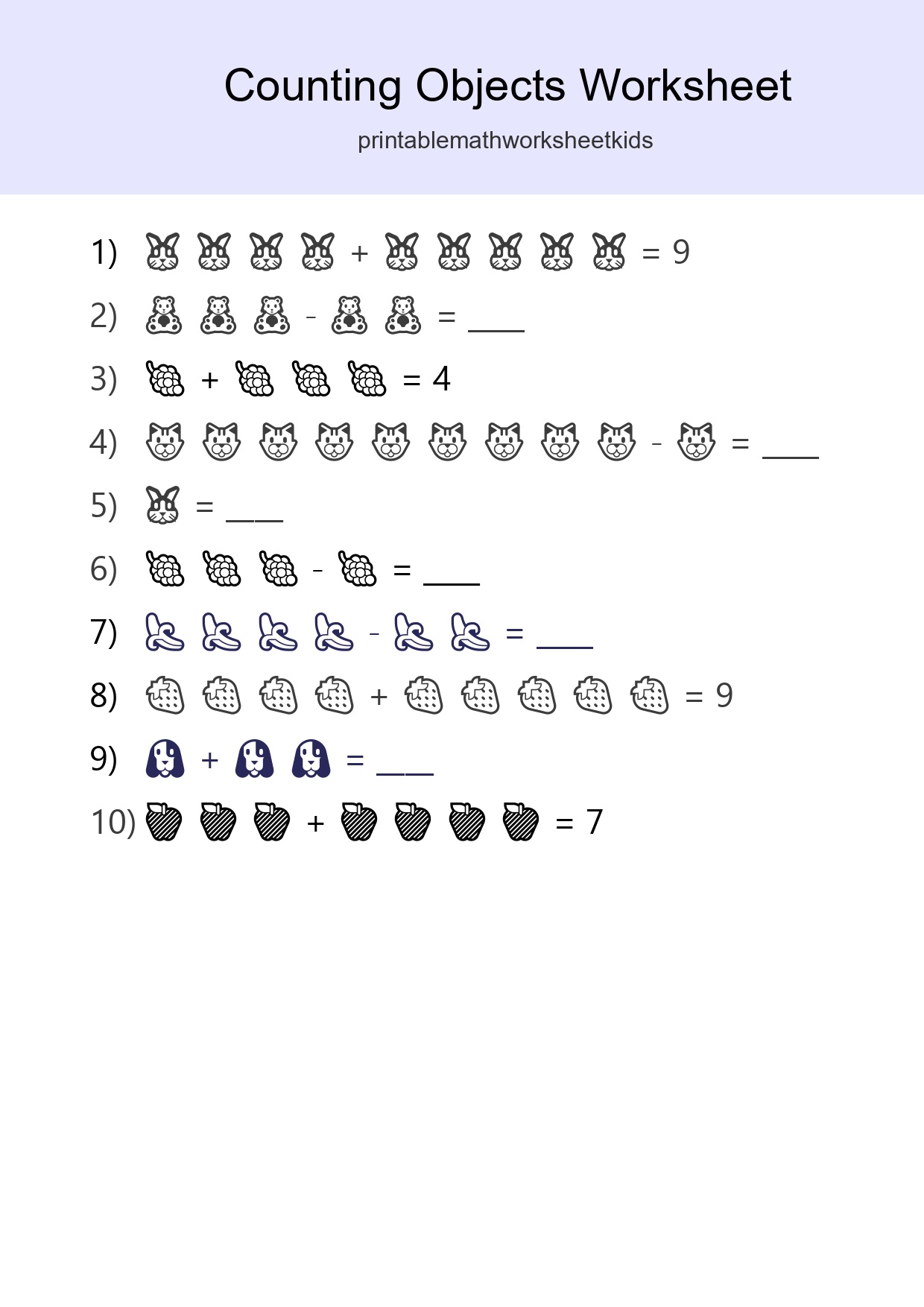 Free Counting Objects Worksheet For Kindergarten - Part 234