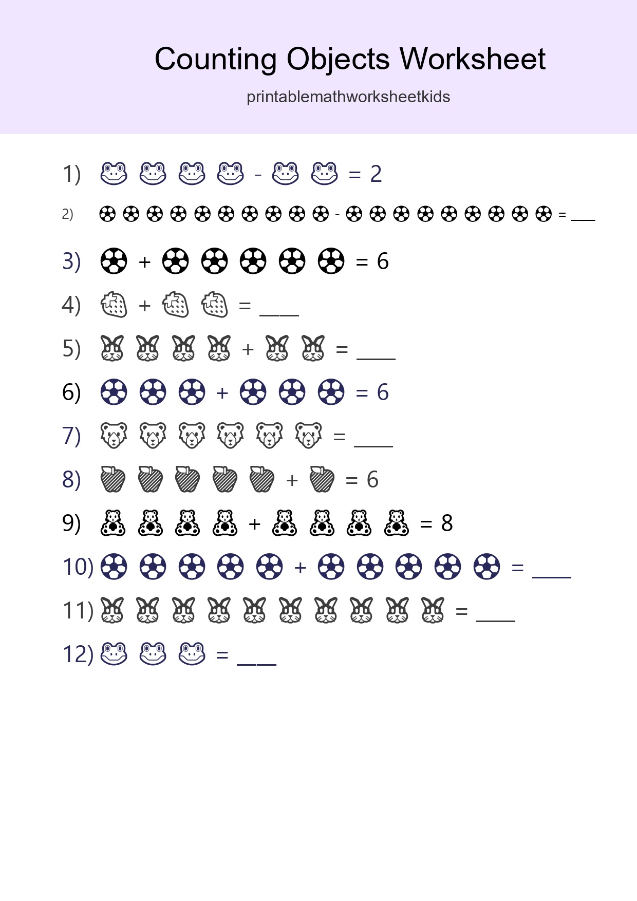 Free Counting Objects Worksheet For Kindergarten - Part 80