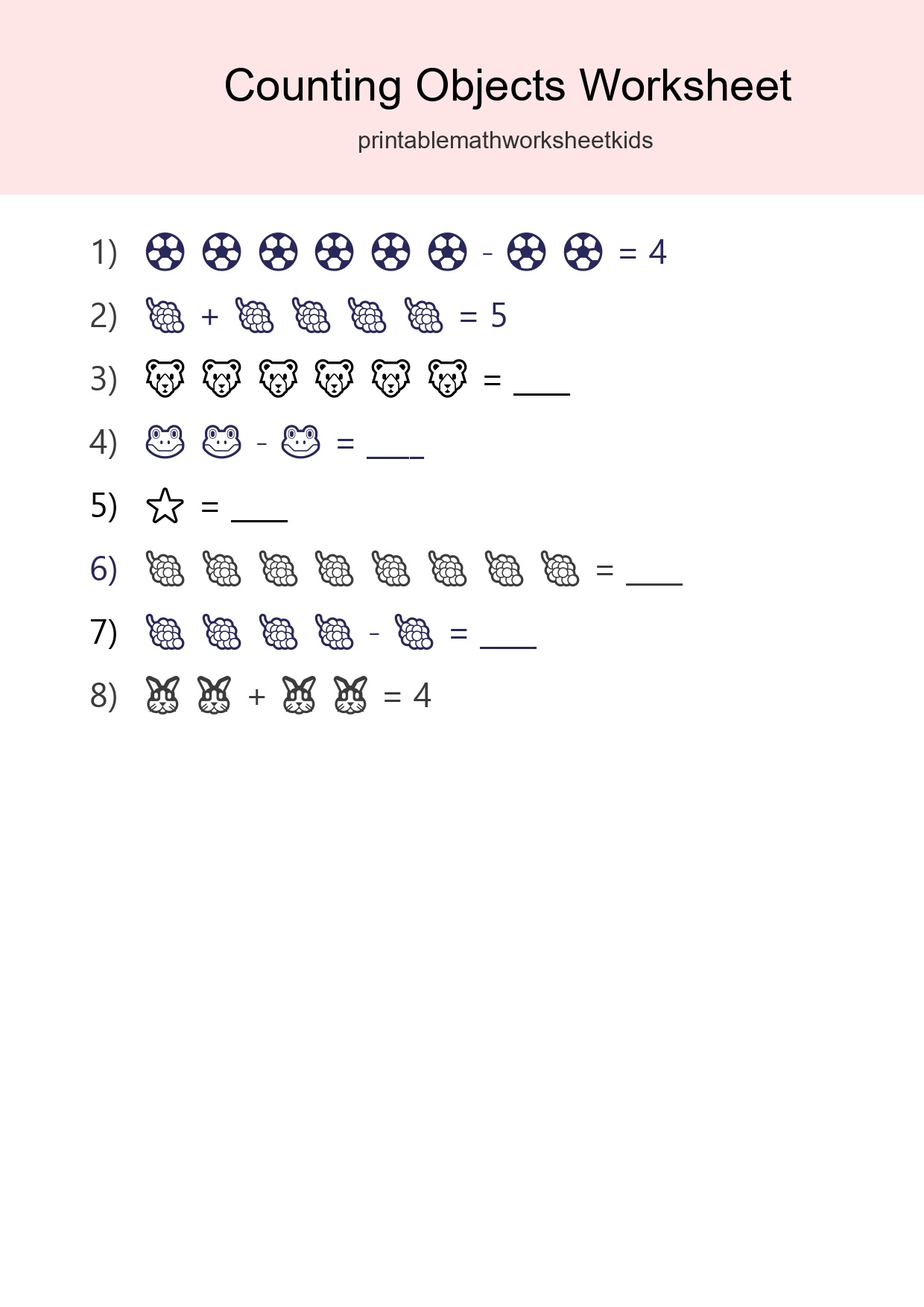 Free Counting Objects Worksheet For Kindergarten Printable - Part 102