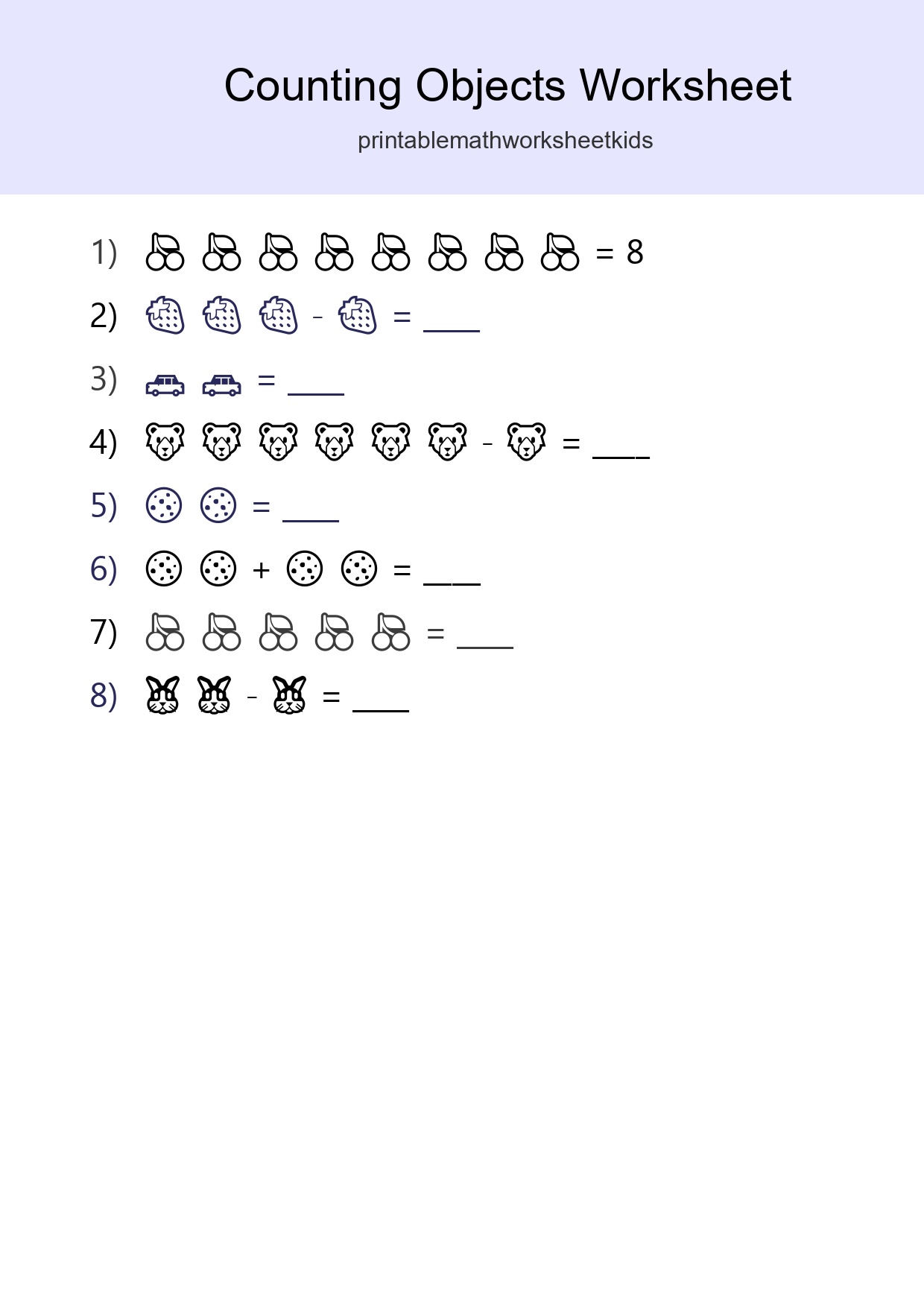 Free Counting Objects Worksheet For Kindergarten Printable - Part 190