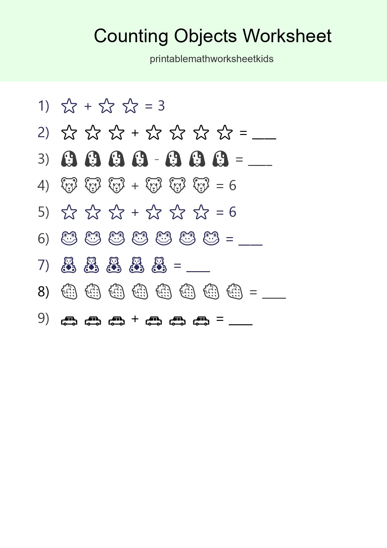 Free Counting Objects Worksheet For Kindergarten Printable - Part 212