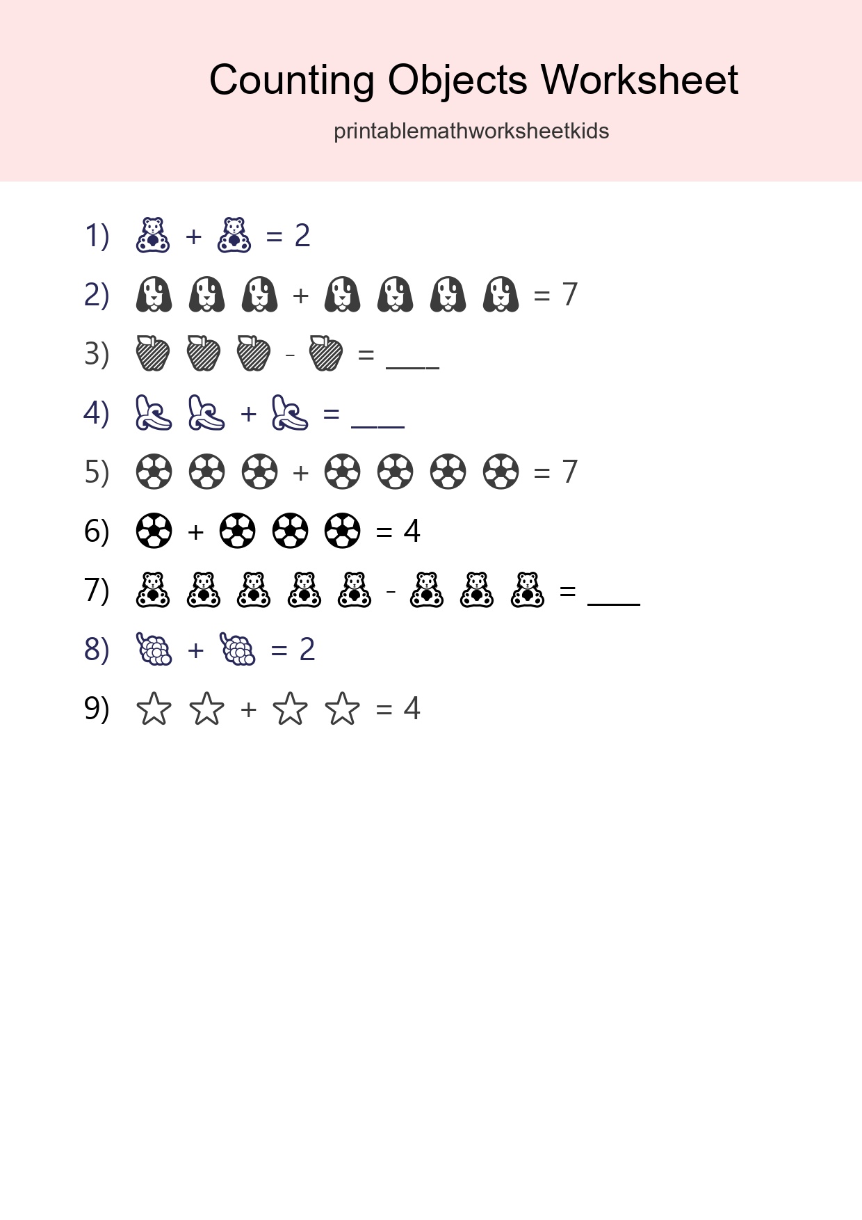 Free Counting Objects Worksheet For Kindergarten Printable - Part 25
