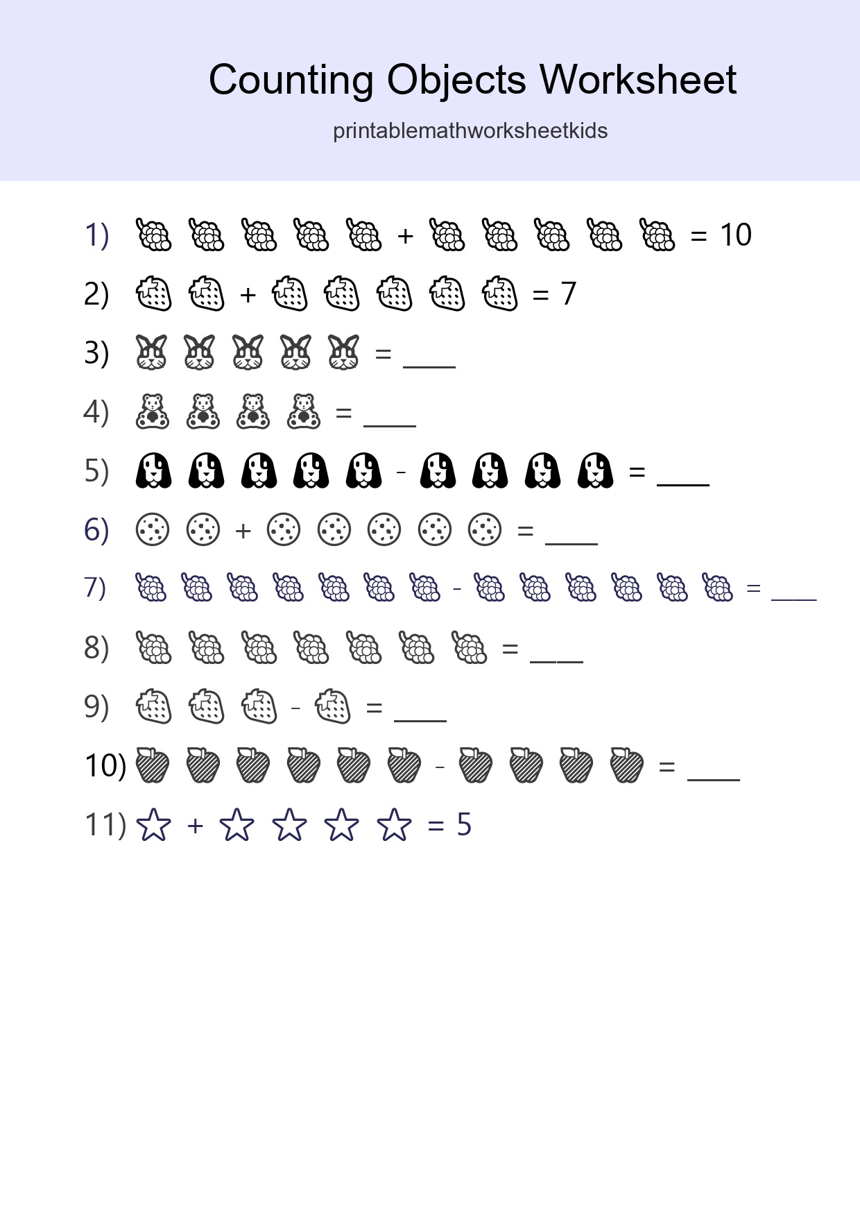 Free Counting Objects Worksheet For Kindergarten Printable - Part 58