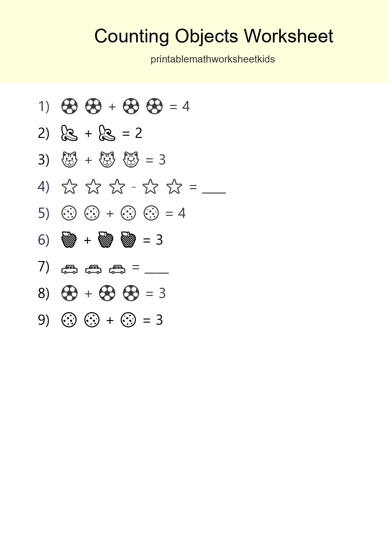 Free Counting Objects Worksheet For Pre-K Printable - Part 245