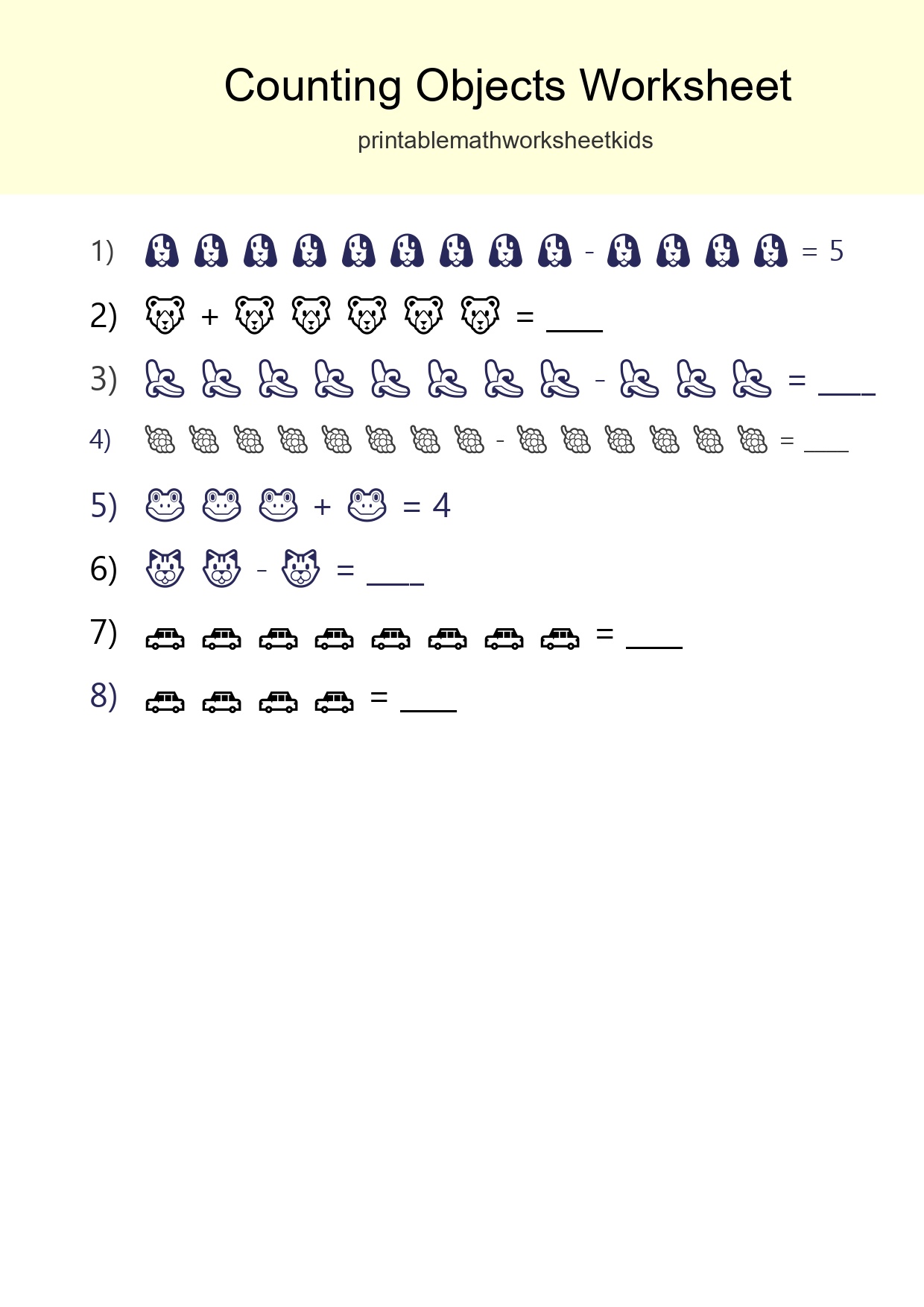 Kindergarten Count The Objects Worksheet - Part 14