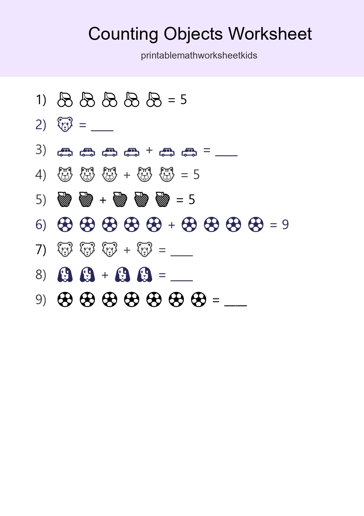 Kindergarten Count The Objects Worksheet - Part 157