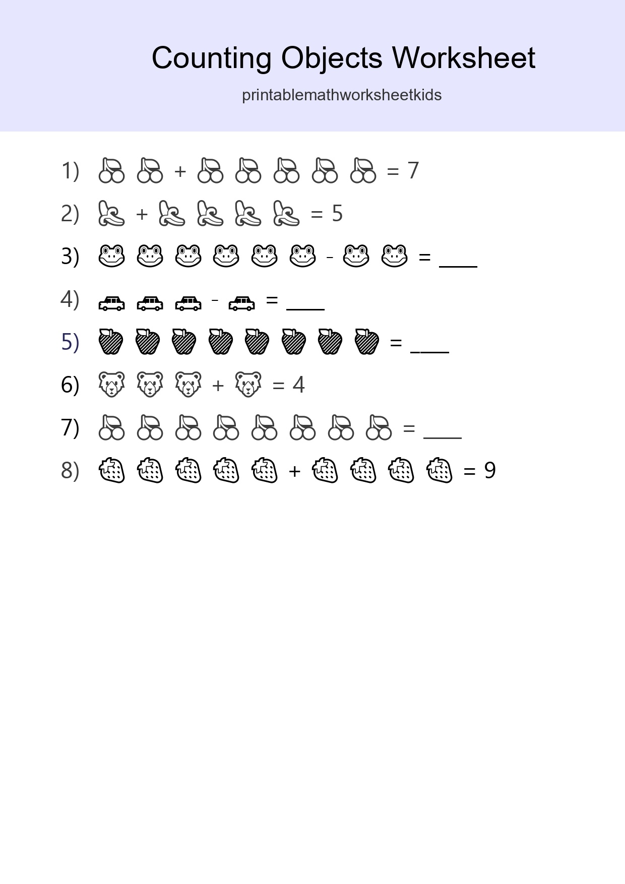 Kindergarten Count The Objects Worksheet - Part 201