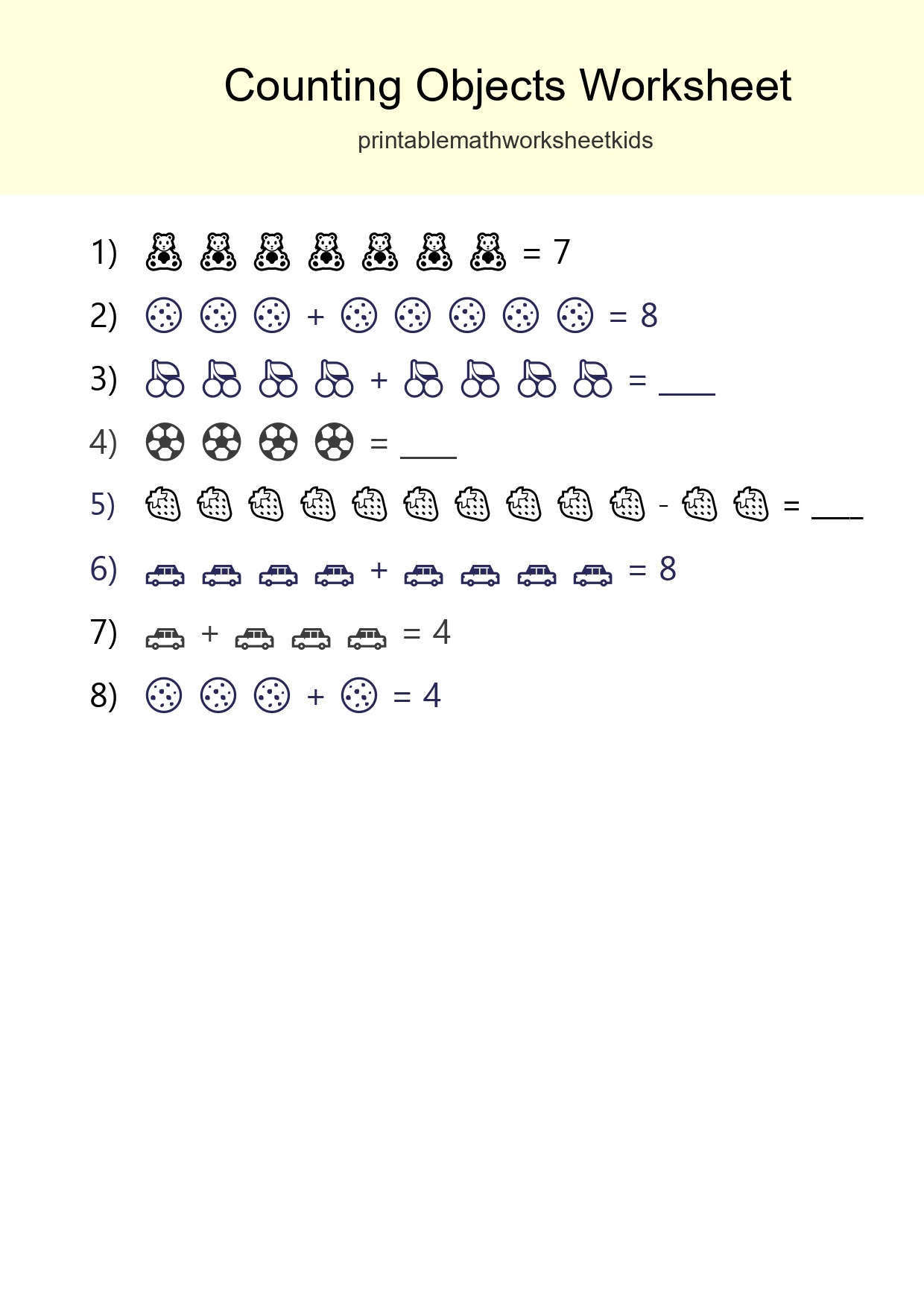 Kindergarten Count The Objects Worksheet - Part 36