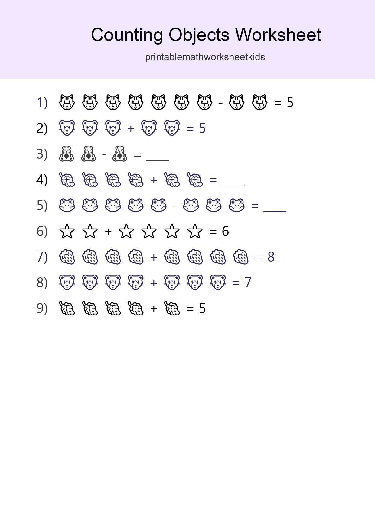 Learn Counting With Pictures Worksheet (Kindergarten) - Part 146