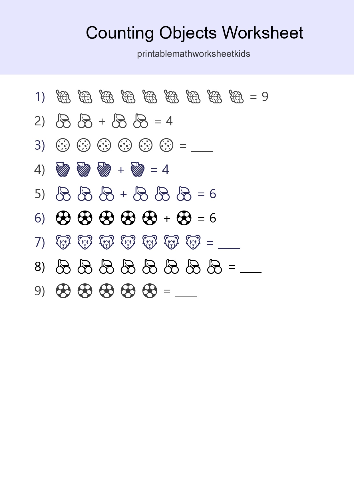 Learn Counting With Pictures Worksheet (Kindergarten) - Part 91